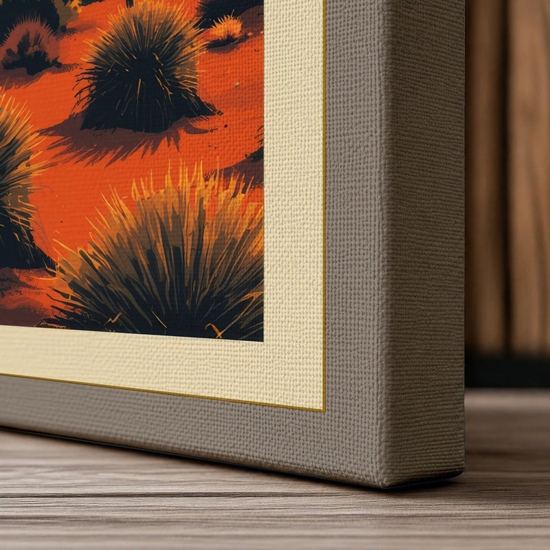 Desert at Sunset Rustic - Wrapped Canvas, 18x12 - 45.7 x 30.5 cm, Taupe Border