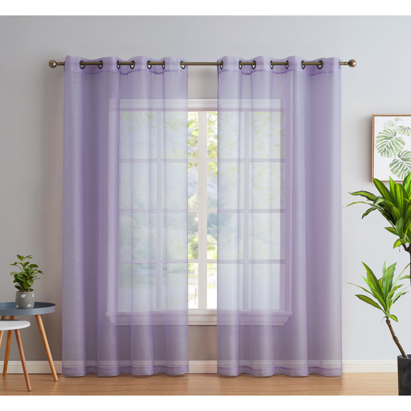Carmille Semi-Sheer Grommet Curtain Panels, 54" W x 84" L, Light Purple (Lilac)