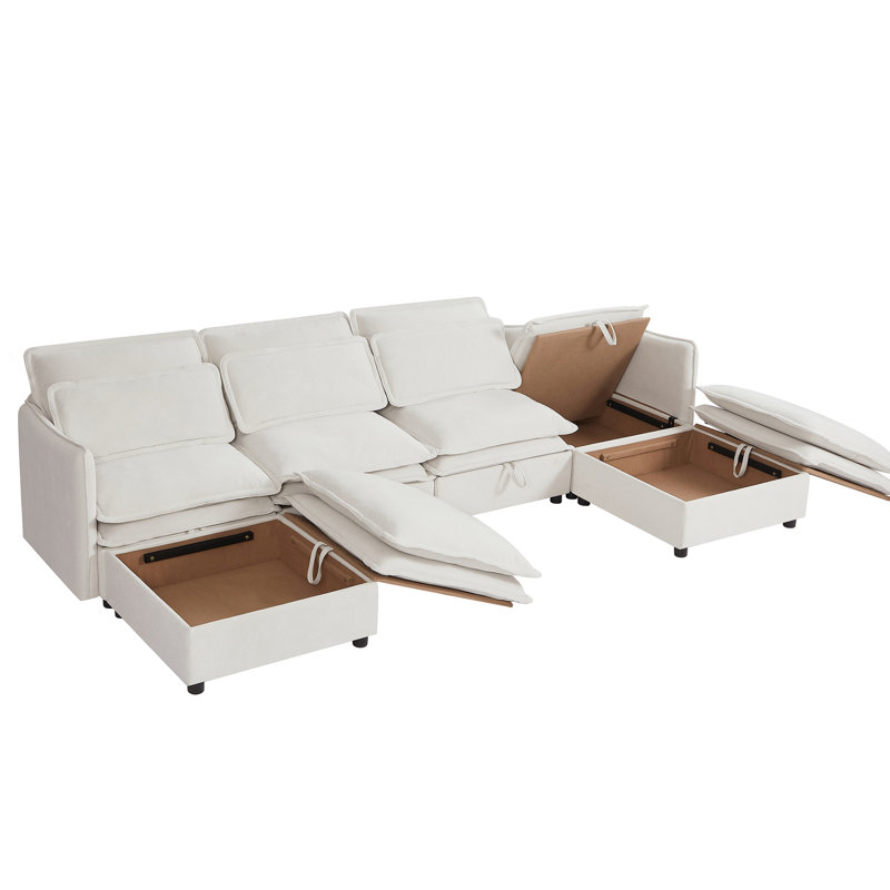 Large With Double-layer Cushions And Functional Storage Design 6 Cushion