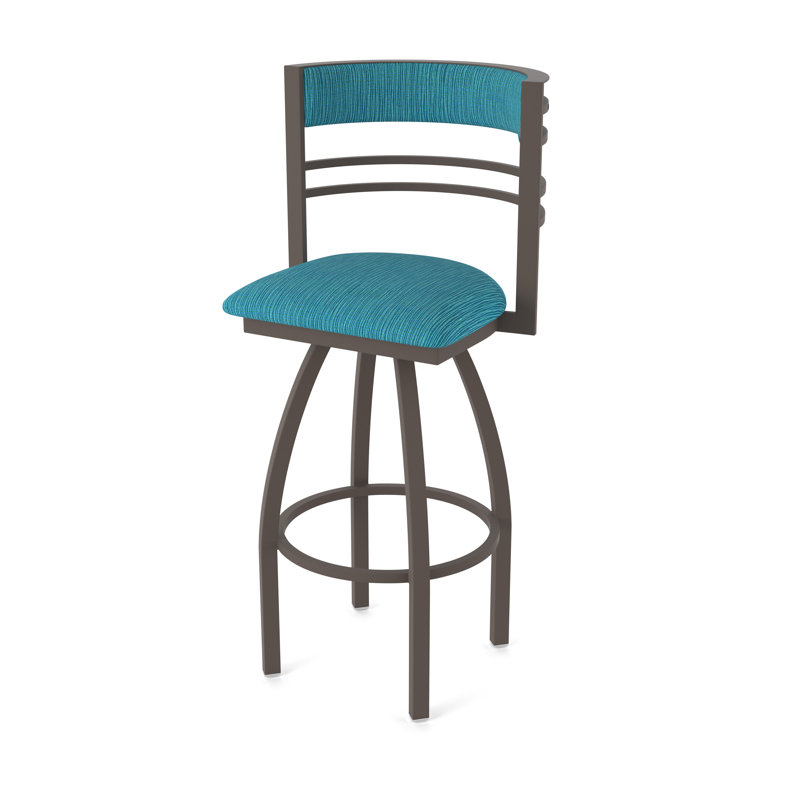 Hunter Swivel Stool, Bar Stool (30" Seat Height), Bronze, Fabric-Graph Tidal