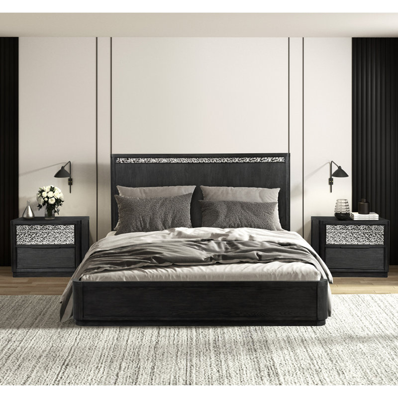Ensemble de chambre à coucher 3 pièces Doloros, Grand lit, 3 Pcs: Bed, 2 Nightstands