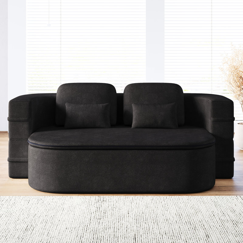 Lit escamotable de 75 po avec chenille respirante et coussin antidérapant, couverture polyvalente 3 places pour la maison 2 en 1 mousse convertible haute densité, espace de vie de la chambre à coucher