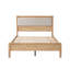 Cadre de lit en bois d'hévéa massif avec tête de lit rembourrée, pieds de soutien centraux, tailles Twin-XL / Full / Queen, noyer / naturel / brun, sommier non requis-803014839-803014824