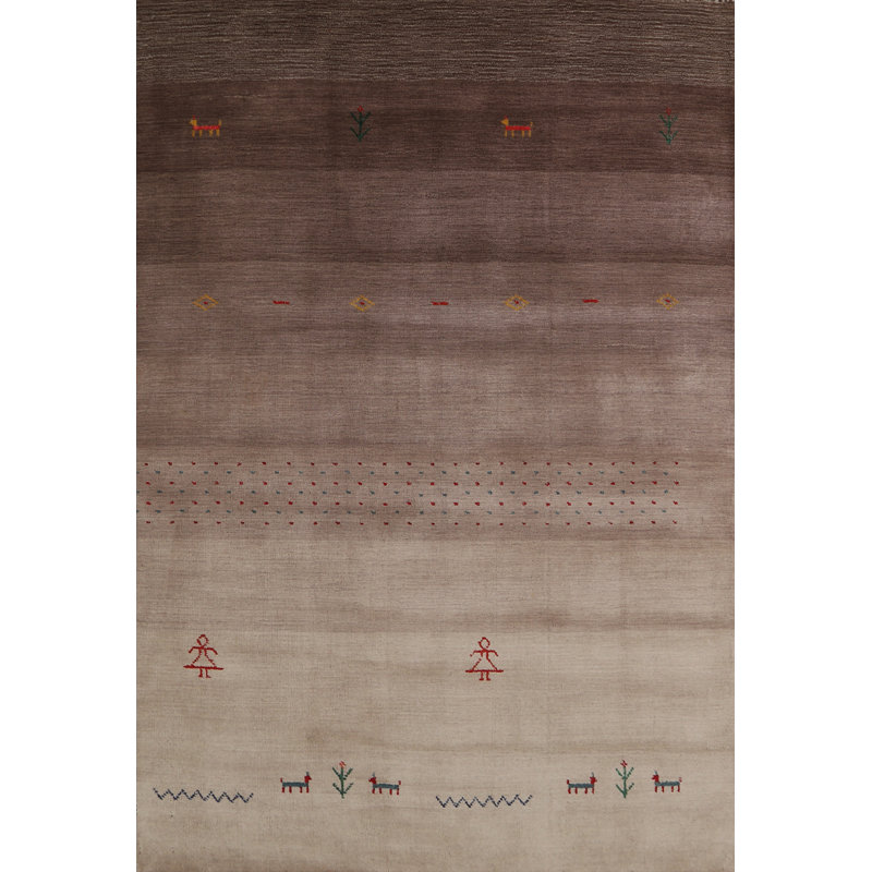 Brown Wool Tribal Gabbeh Indian Rug 4x6