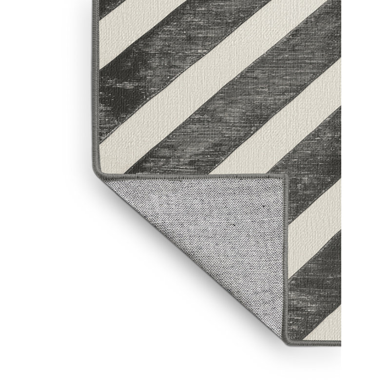 Tapis lavable rayé en étain, Tapis de couloir 2 pi x 4 pi