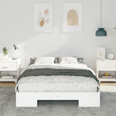 Floor Bed Frame With Storage Solid Pine Wood