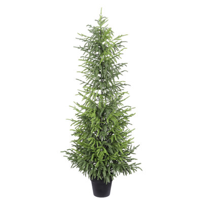 Arbre de Noël 48 po artificiel Norfolk, pin artificiel véritable en pot noir pour décoration intérieure ou extérieure