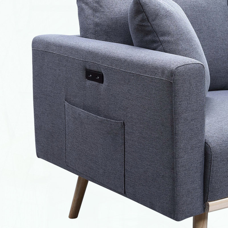 Chaise Mid-Century avec ports de chargement USB, poches et oreiller
