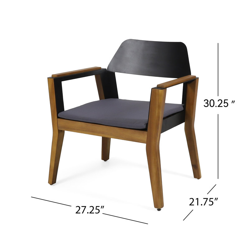 Chaises club d'extérieur en bois 2 pièces, coussins d'eau, style transitionnel polyvalent pour la cour, le jardin, la terrasse, le balcon, processus d'assemblage rapide de 2 avec une conception hydrofuge