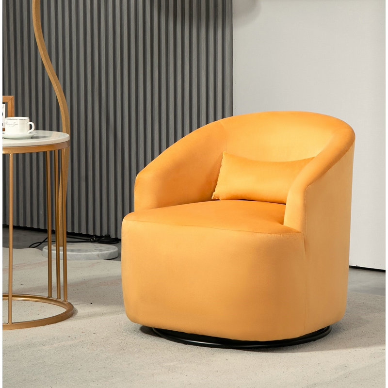 Fauteuil pivotant à 360 degrés Barrel Design, Velours moutarde