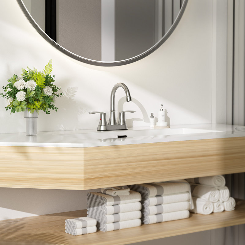 NO 2-handle Bathroom Faucet with Drain Assembly, Brushed Nickel
