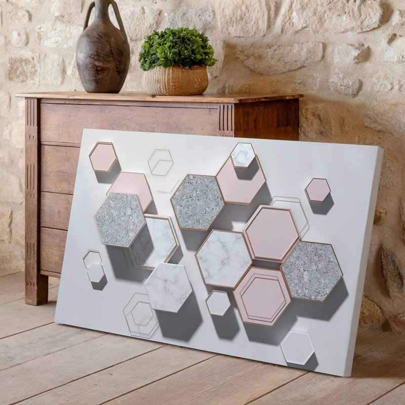 Toile, composition visuellement saisissante avec un tableau de formes hexagonales, art mural, H 9 po x l 12 po
