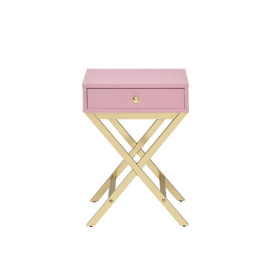 Table d'appoint rose et or