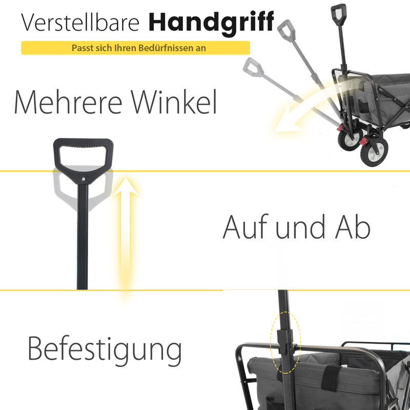 Foldable Trolley, Grey/Brown/Blue