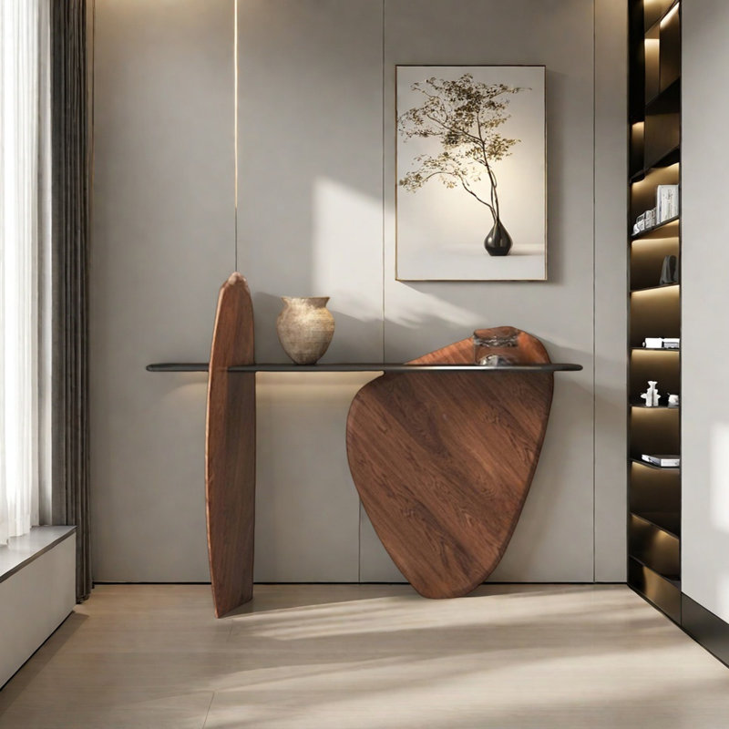 Console Modern Luxury Art, Or champagne, H 33,46 po x l 51,18 po x P 13,78 po, Gris