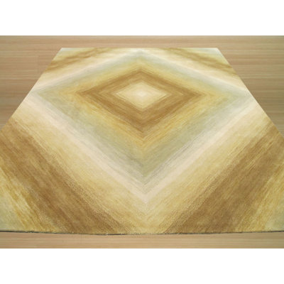 Enchanting Selene Ivory Hand Tufted Wool Orange Contemporary Abstract Area Rug