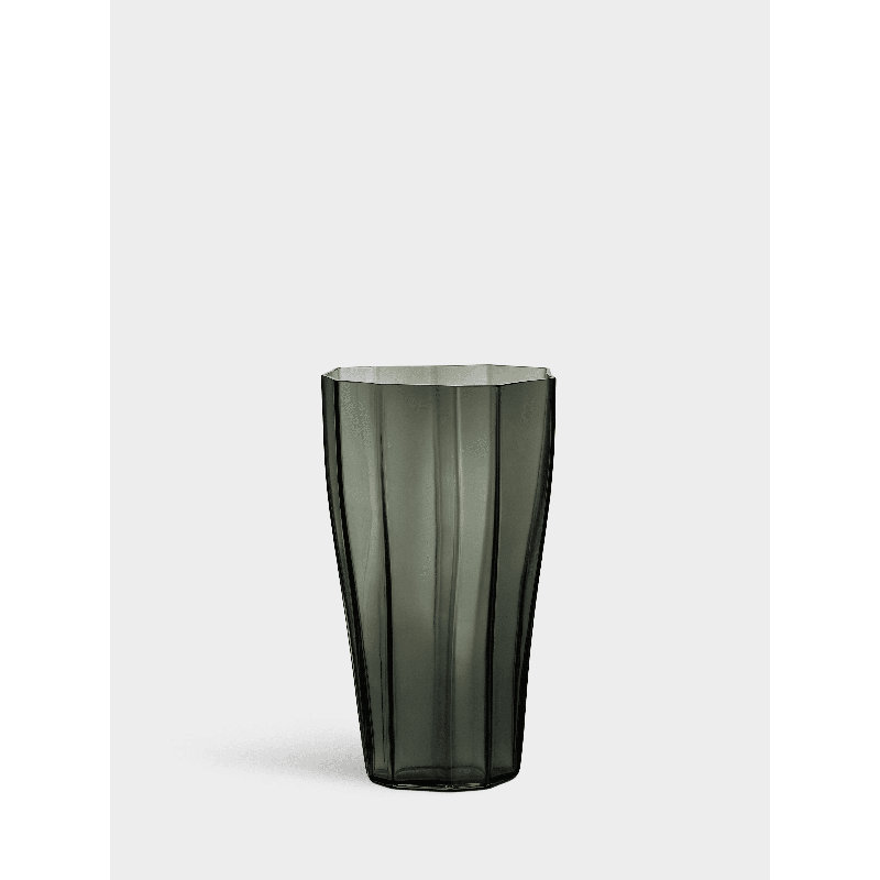 Reed Handcrafted Glass Table Vase, 11.8" H x 7" W x 7" D, Moss Green