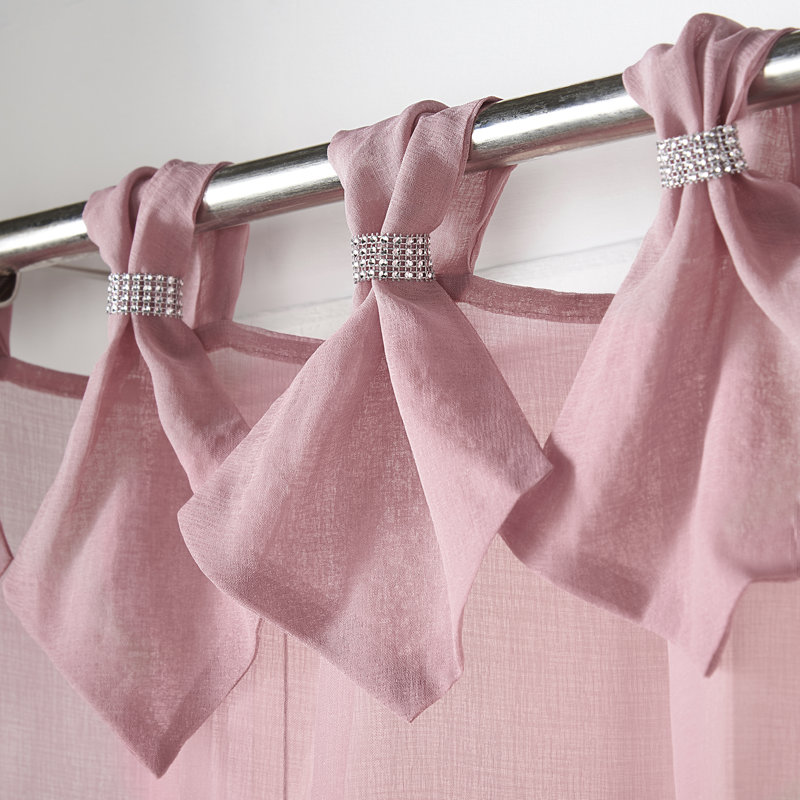 Aoibhne Tiara Tab Top Sheer Curtain Panel, 144 W x 274 D cm, Blush