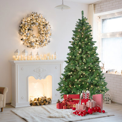 Arbre de Noël de 7 pi avec 400 lumières DEL RVB contrôlées par le Wi-Fi, 1063 pointes en PVC, 38 fonctions d'éclairage, synchro musicale, structure à charnières et support en métal - arbre des Fêtes contrôlé par une application intelligente