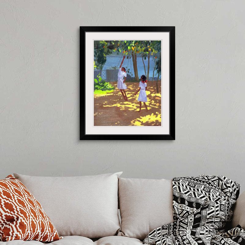 Reproduction d'art, "Reaching For Oranges Bentota" par Anmoore, H 32 po x l 27 po x P 1 po, Cadre noir