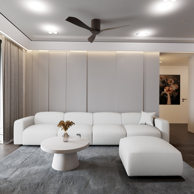 Ensemble de conversation modulaire rembourré - Mobilier de salon intérieur avec canapé, chaises et tables de salon, Lin beige