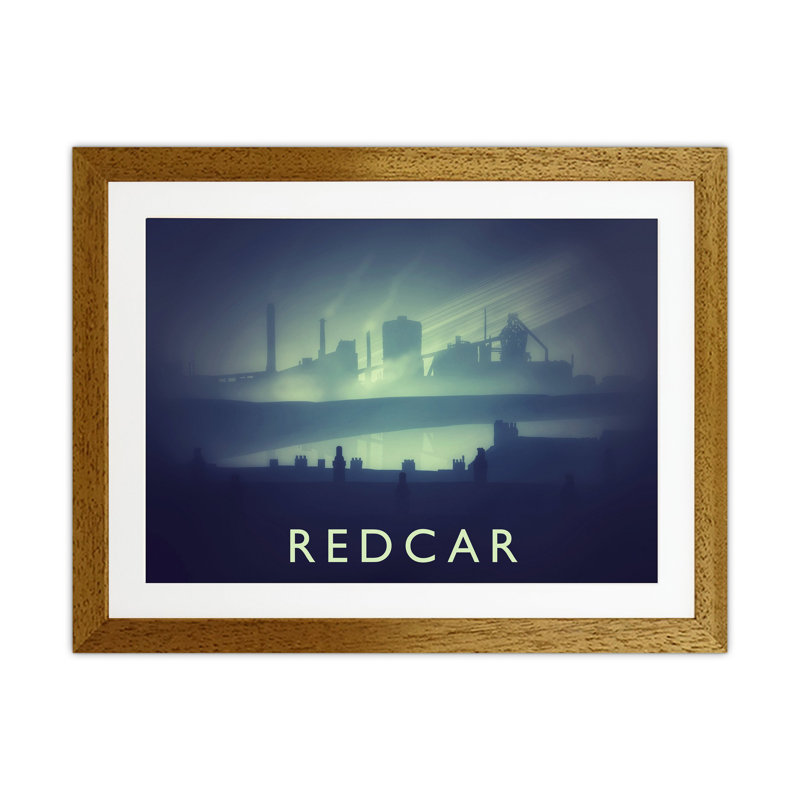 Redcar (Night) by Richard O'Neill - Print, Brown Framed, 43.5cm H x 53.5cm W x 3cm D