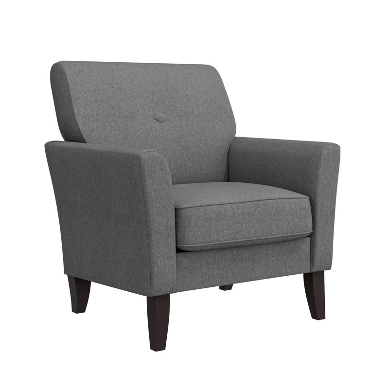 Alex Transitional Flared Arm Upholstered Armchair, Gray Polyester