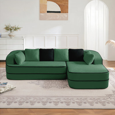 Canapé modulaire luxueux en velours Teddy avec conception ergonomique et aucun assemblage requis, parfait pour le confort et le style.