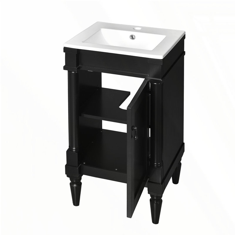 Meuble-lavabo moderne de 18 pouces avec lavabo, Noir