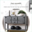 Console, buffet, bois de pin massif rétro 48 po avec 2 tiroirs, armoires et tablette inférieure, gris antique | Structure robuste | Assemblage facile-378509825