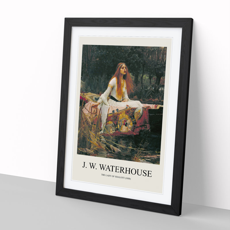 The Lady of Shalott by John William Waterhouse - Picture Frame Painting on MDF, Black Framed, 48cm H x 36cm W x 2cm D