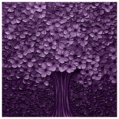 Tapisserie murale mauve à motif floral - Fleurs