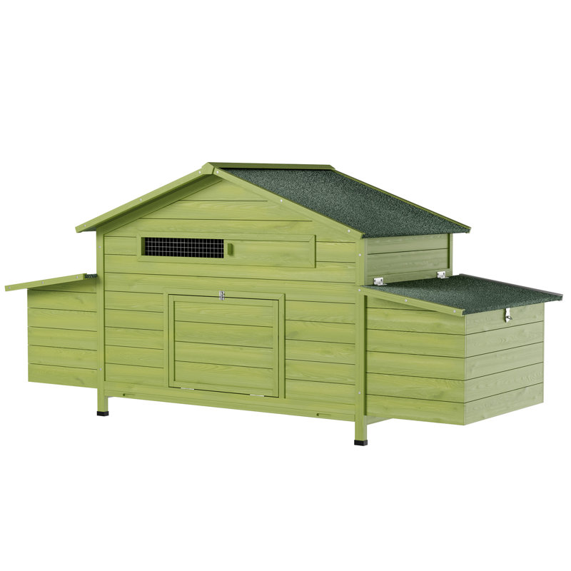 Poulailler de 11,12 pi, poulailler en bois avec 2 portes, nichoirs, perchoir confortable et accès facile pour les poulets
