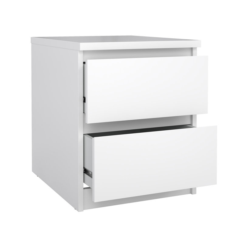 Table de chevet à 2 tiroirs Jada, Blanc ultrabrillant