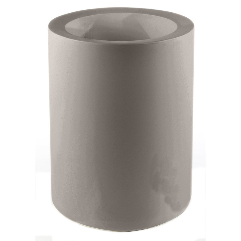 Cilindro Resin Pot Planter, Taupe, 11" H x 5.5" W x 5.5" D