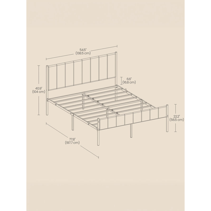  Bed Platform Metal Frame with Upholstered Headboard , Twin, Green