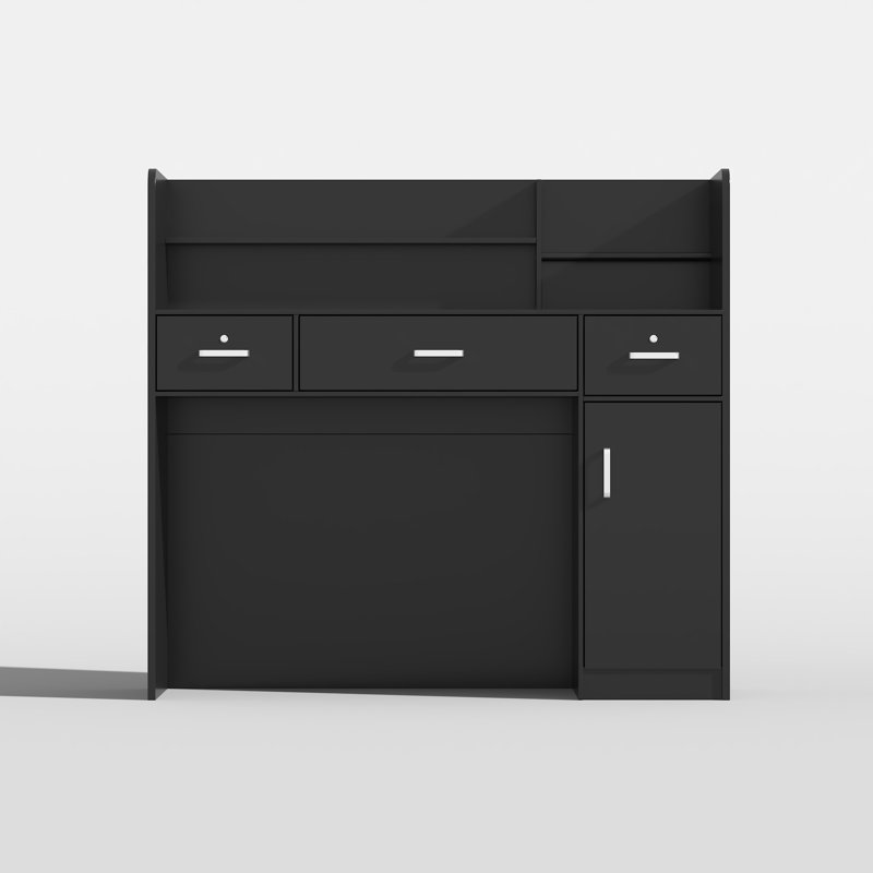 Bureau de réception moderne bicolore avec rangement et design élégant, White