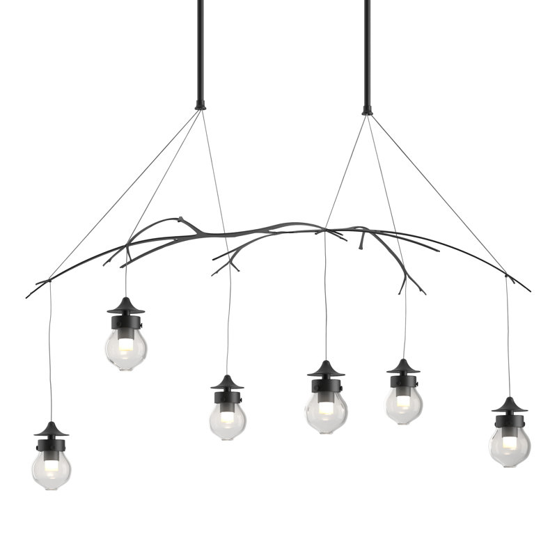 Kiwi Clear Glass Pendant, Black, 48"
