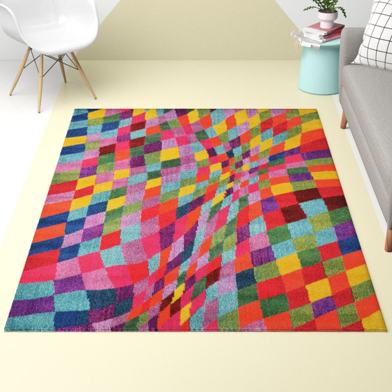 Auyeung Washable Geometric Indoor Rug, Rectangle 7'1" x 10'