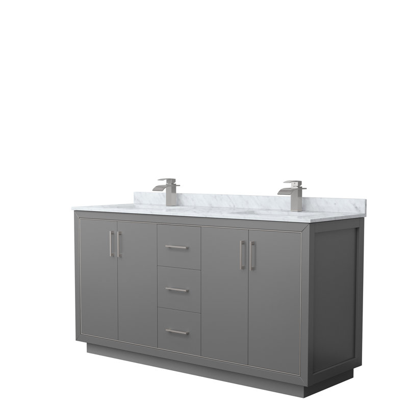 Icon 72" Double Bathroom Vanity Set, Dark Gray, Matte Black, 72"