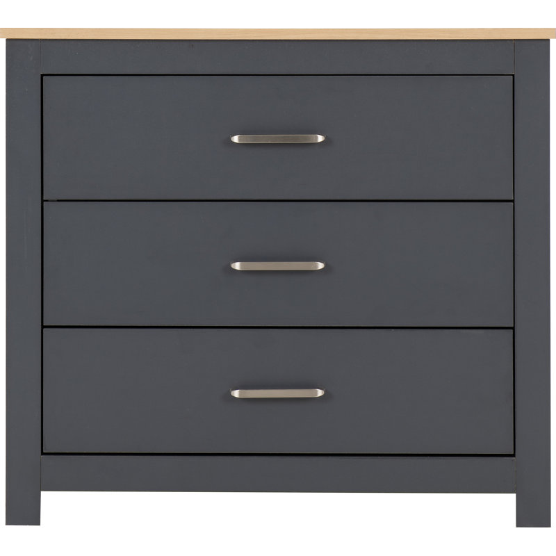Henryville 80 cm W Chest of 3 Drawers, Grey