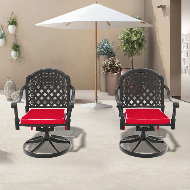 Chaise de patio en fonte d'aluminium, Rouge
