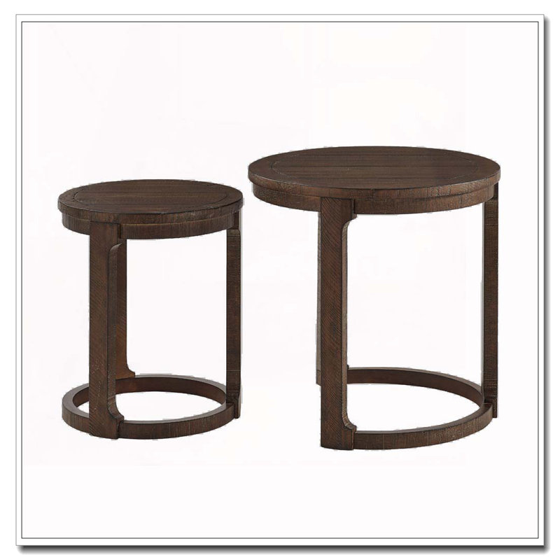 Ensemble de tables rondes 24 "2PCS, Marron foncé