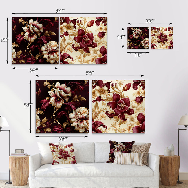Maldon - ensemble de 2 art mural en verre acrylique, H 36 po x l 73 po