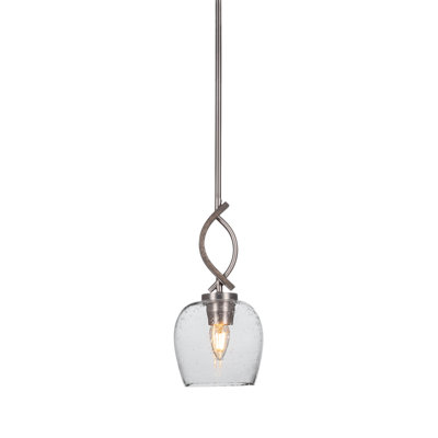 Mini-luminaire suspendu avec tige en verre transparent de 6 po