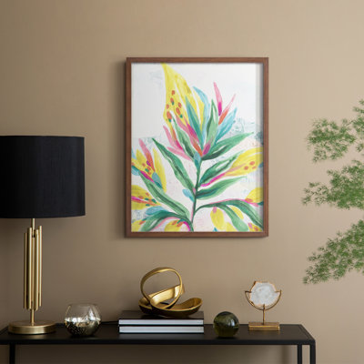 «Tropical Leaf Fresco II», reproduction encadrée - bois massif