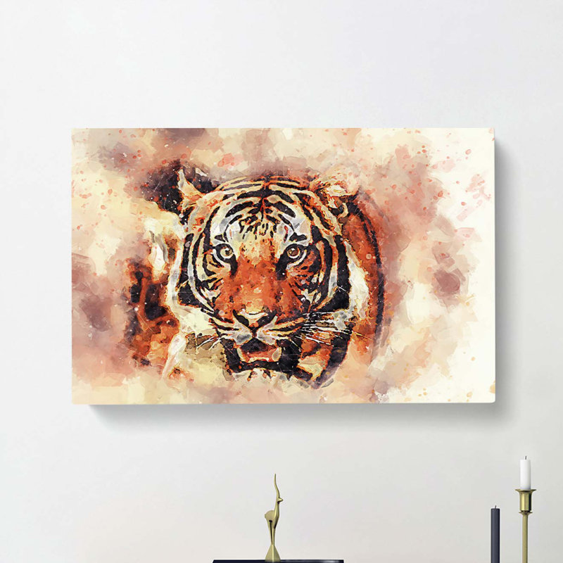 Tiger In Abstract - Wrapped Canvas Painting, 50cm H x 76cm W x 3cm D