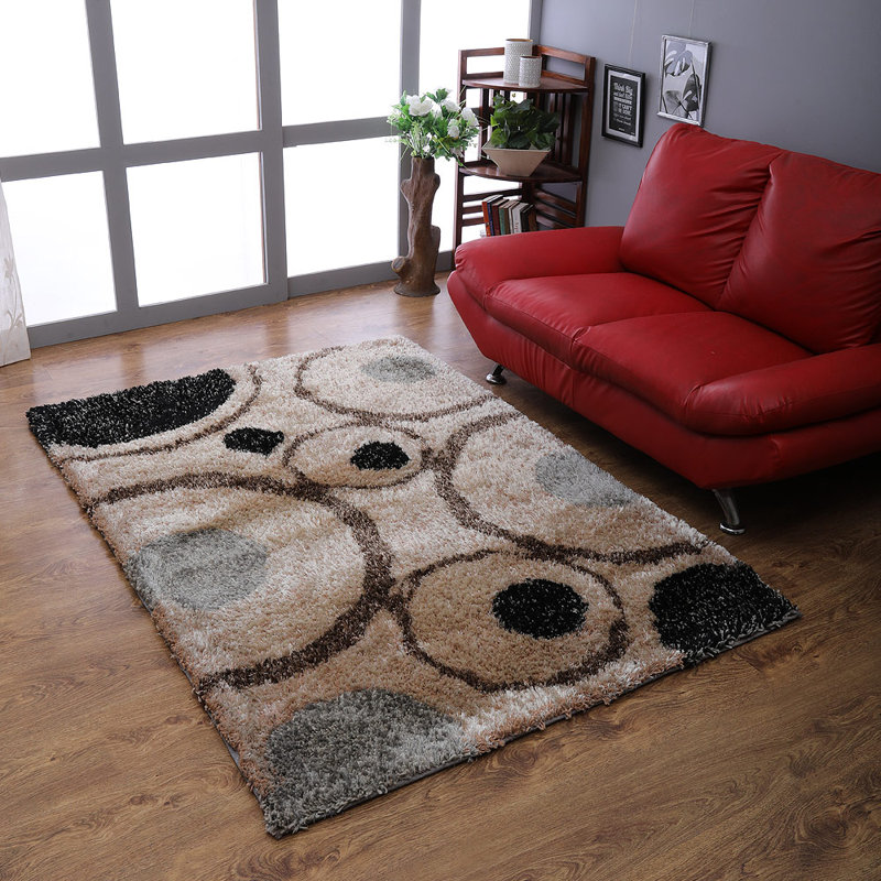 Tapis à motif à poils longs en polyester touffeté à la main Wooters, Rectangle 9 pi x 12 pi