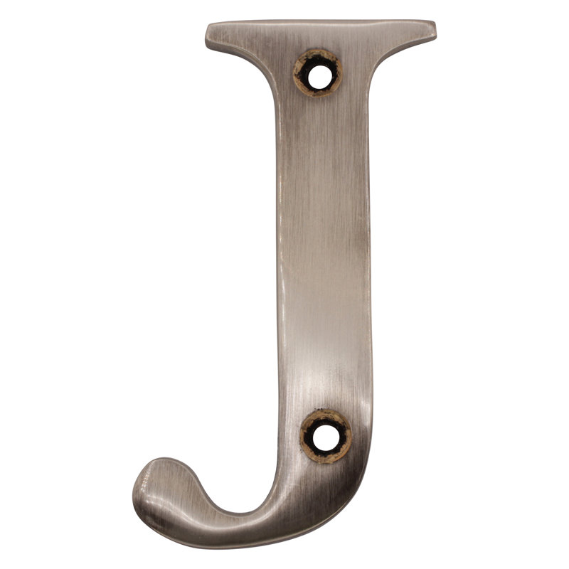 Lettre de montage en laiton 3 po H, Antique Nickel, J