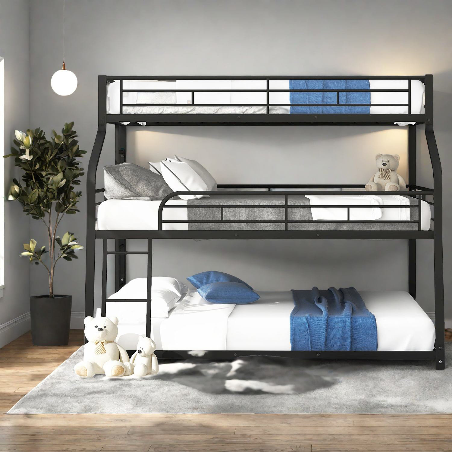 Wrought Studio Space-saving Metal Triple Bunk Beds With Contemporary